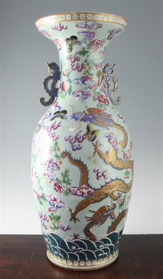 A large Chinese celadon ground dragon vase, Daoguang period (1821-50), 59.3cm